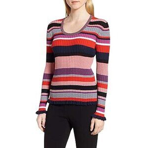 BOSS Hugo Boss Striped Cotton Ruffle Hem Sweater M